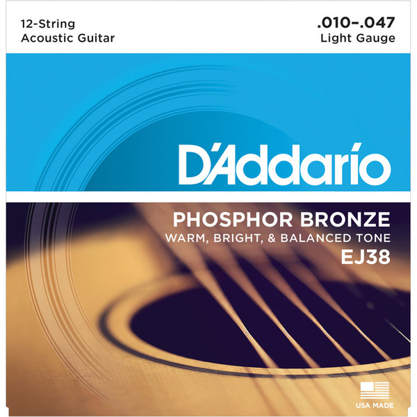 STR26 D’Addario EJ38 12-String Phosphor Bronze, Light, 10-47
